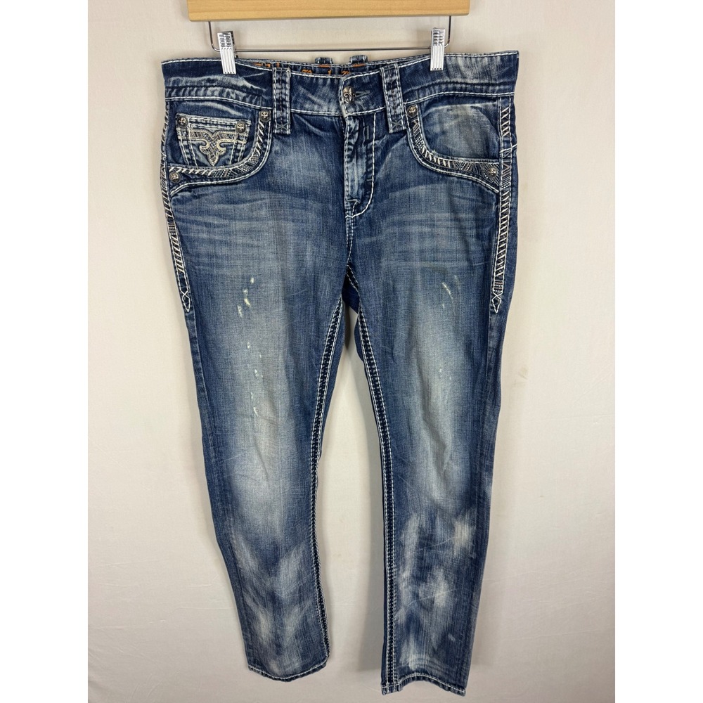 Rock Revival Daly Alt Straight Mens Jeans Size 33X34 Blue Denim PR1568A400